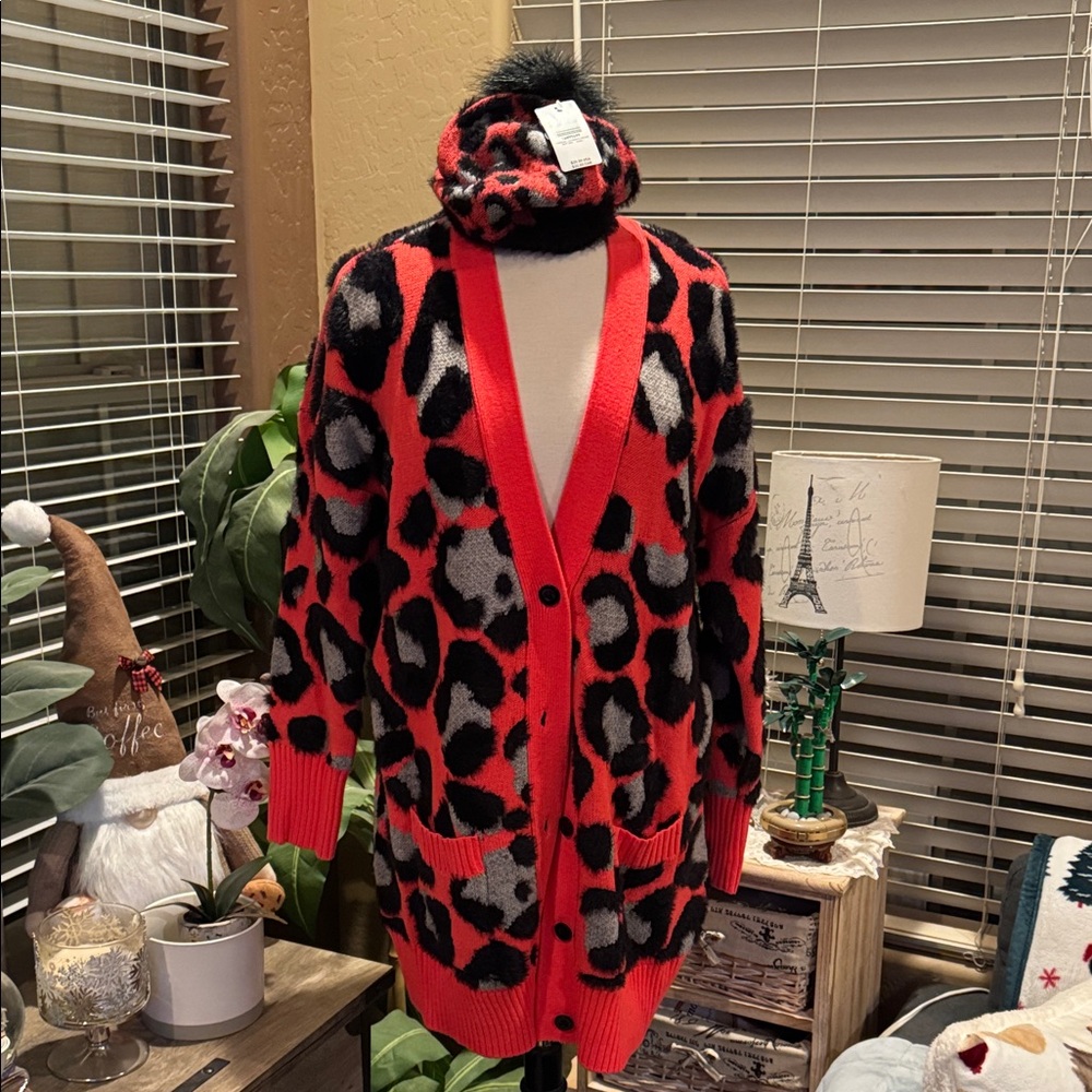 Torrid Red and Black Knit Cardigan